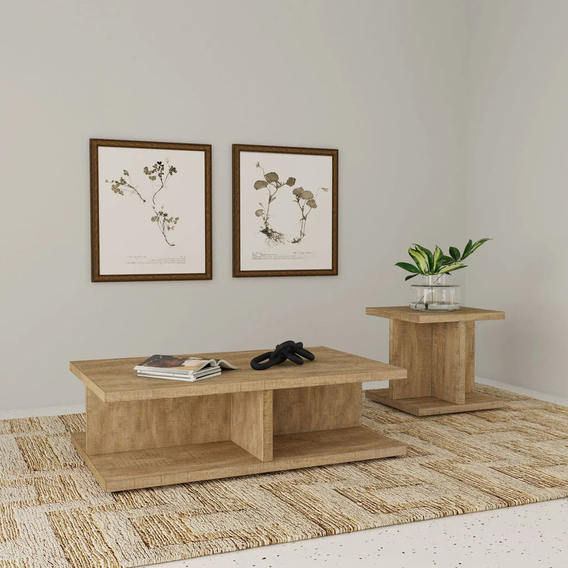 Cortona Square Engineered Wood End Side Table Mango by Unique Piece Furniture