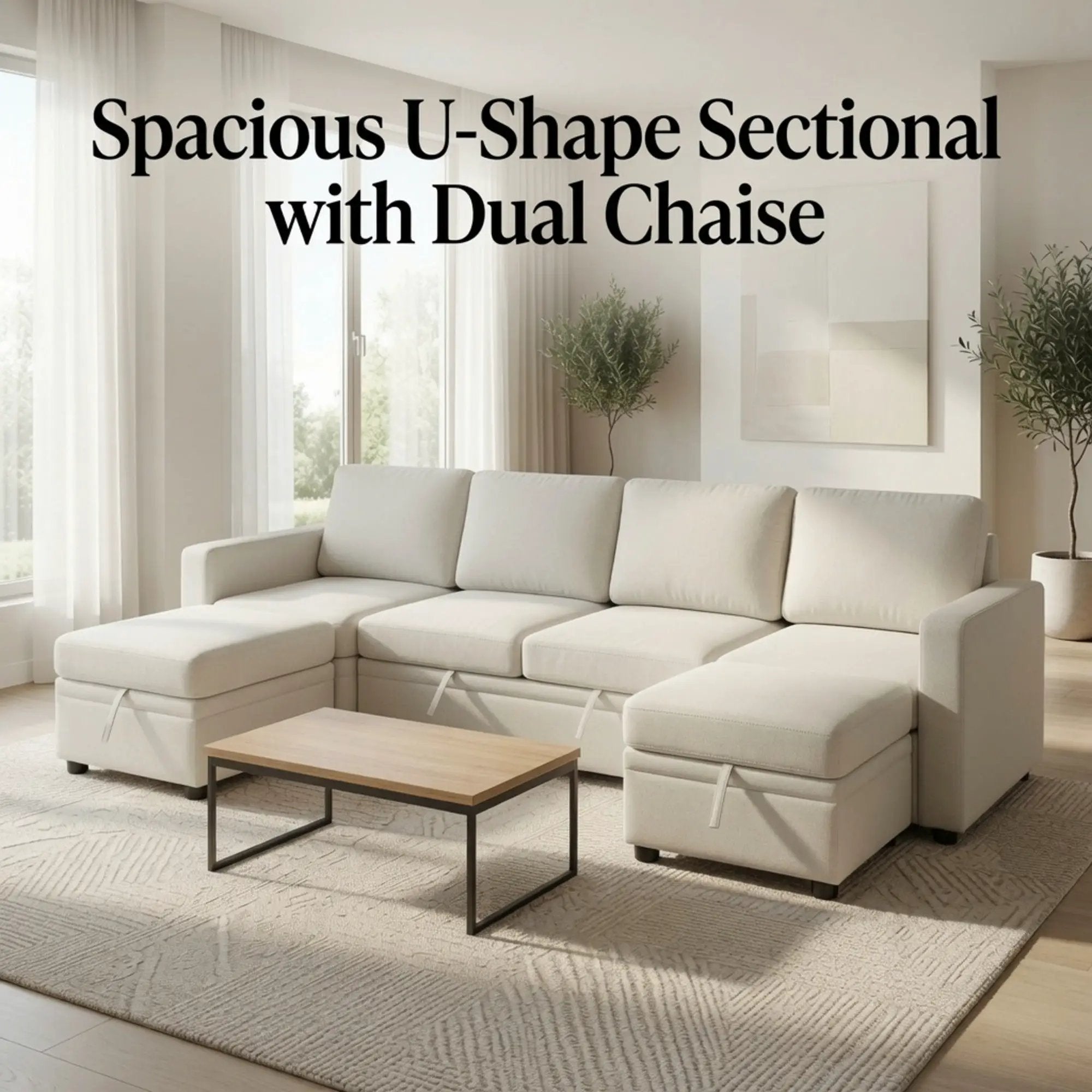 23" x 23" Off-White Square Ottoman by HouseOfZazla