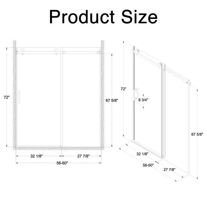 Frameless Sliding Shower Door - 56-60"W x 72"H, photo 6 of 10