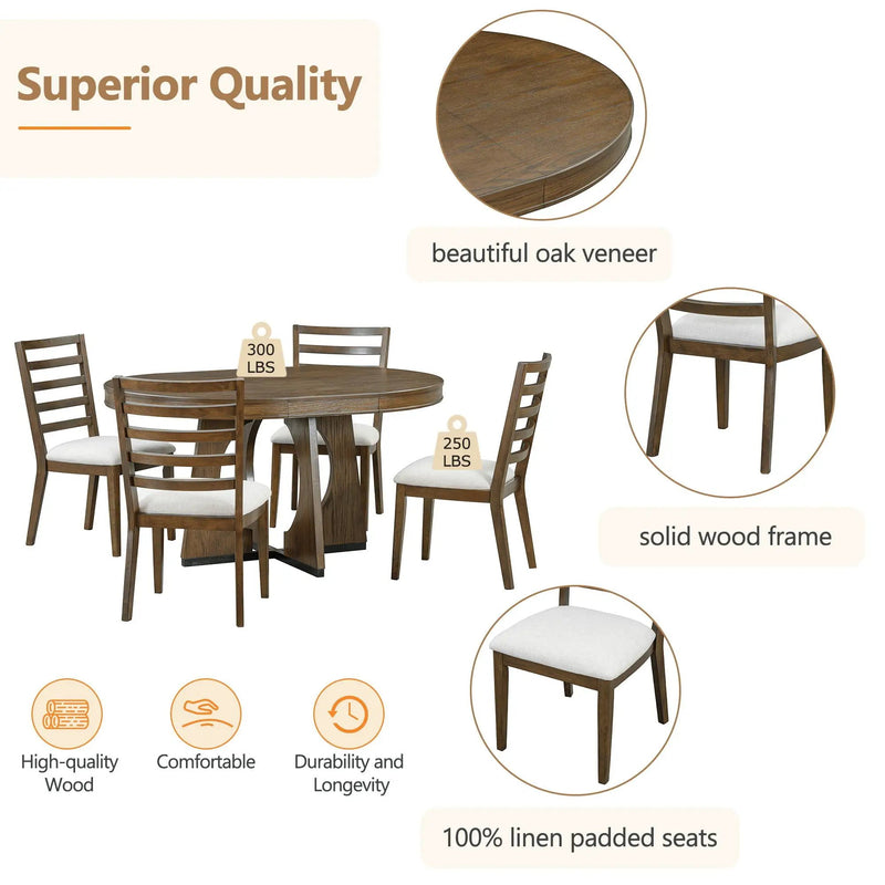 Round Dining Table Set For 4 With Chairs by HouseOfZazla