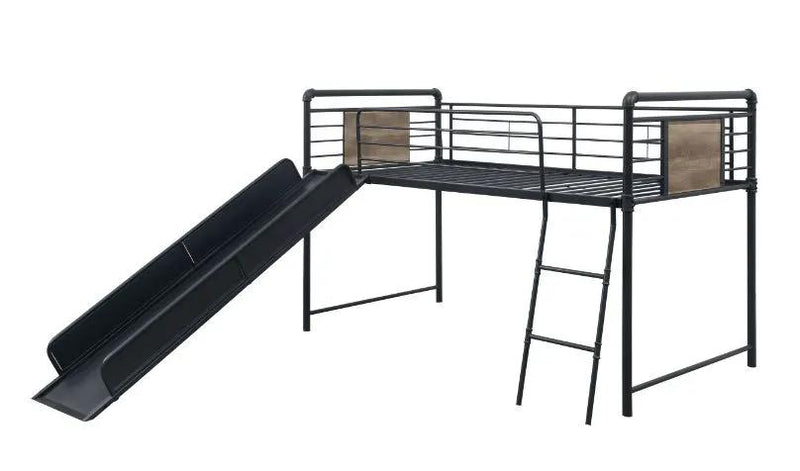 Cordelia - Twin Loft Bed With Slide - Antique Oak, Sandy Black & Dark Bronze Hand-Brushed by Unique Piece Furniture