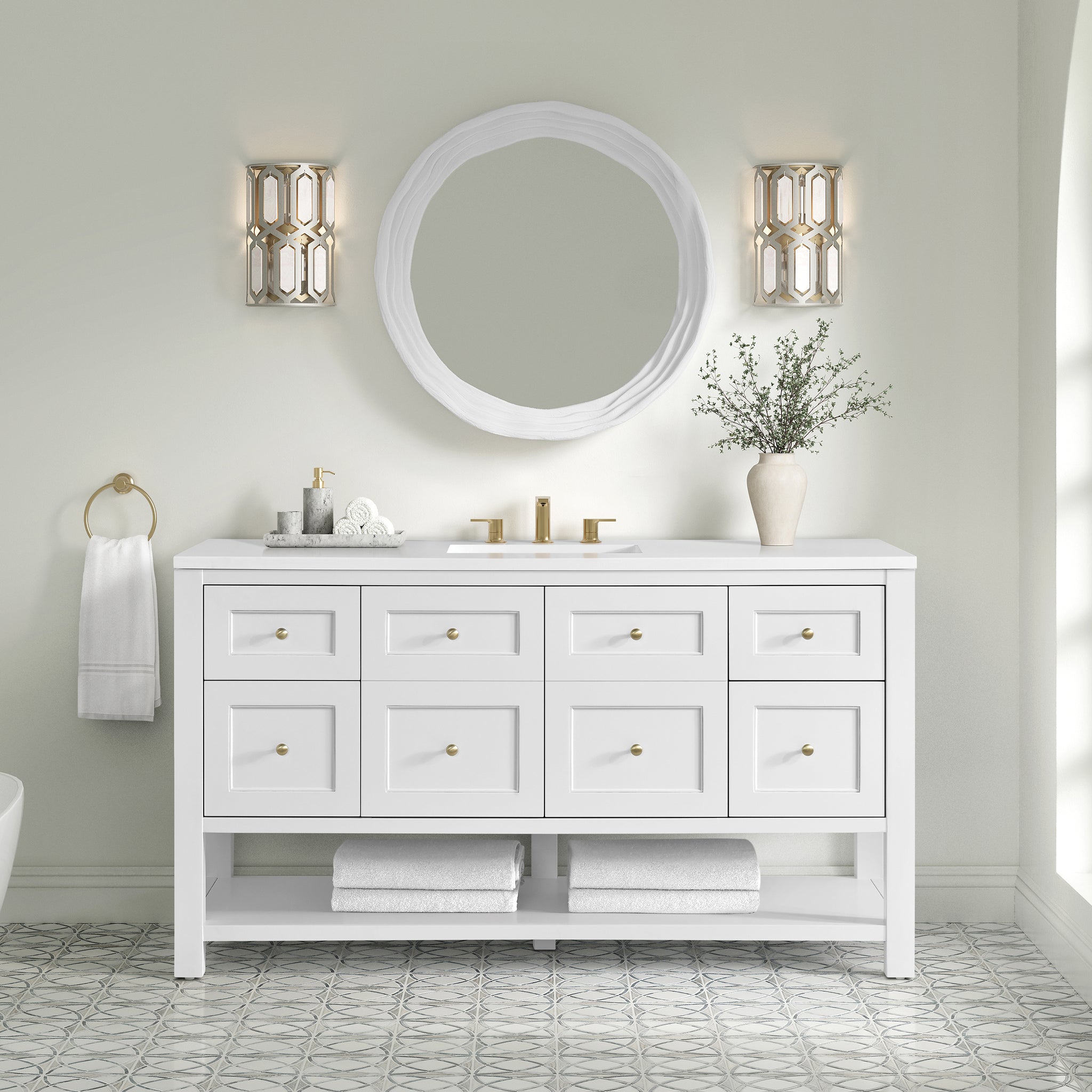 James Martin Terra 30" Mirror, Limestone, view 3