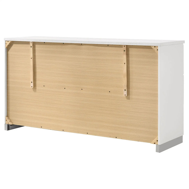 Dulcey - 6 Drawer Dresser With Accents, Bedroom Storage - Gloss White by HouseOfZazla