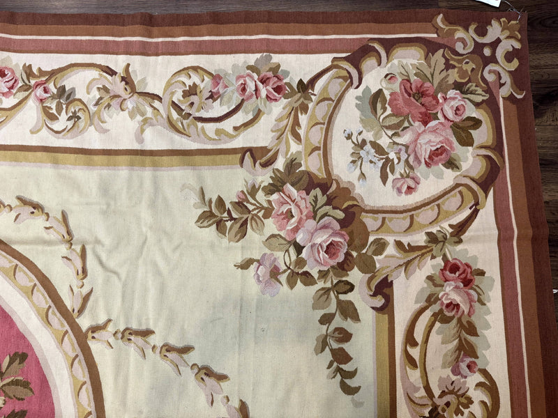 Large Aubusson Rug 10x14, European Elegant French Design, Floral Carpet by Jewel Rugs