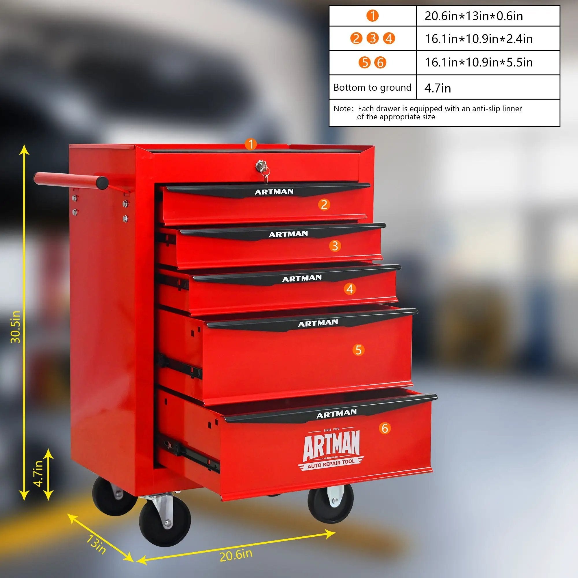 Rolling Metal Tool Chest With Drawers, Steel Storage Cabinet With Ball Bearing Slides by HouseOfZazla