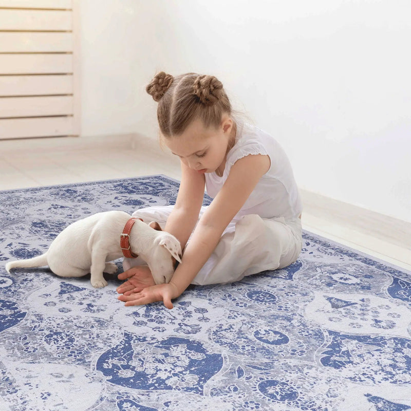 Maval - 6' X 9' Washable Area Rug - Blue by Unique Piece Furniture