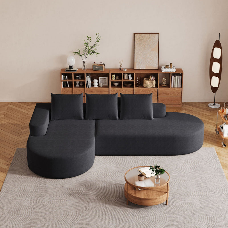 Modern Curved Sofa, L-Shaped Modular Sectional Set With 3 Pillows by HouseOfZazla