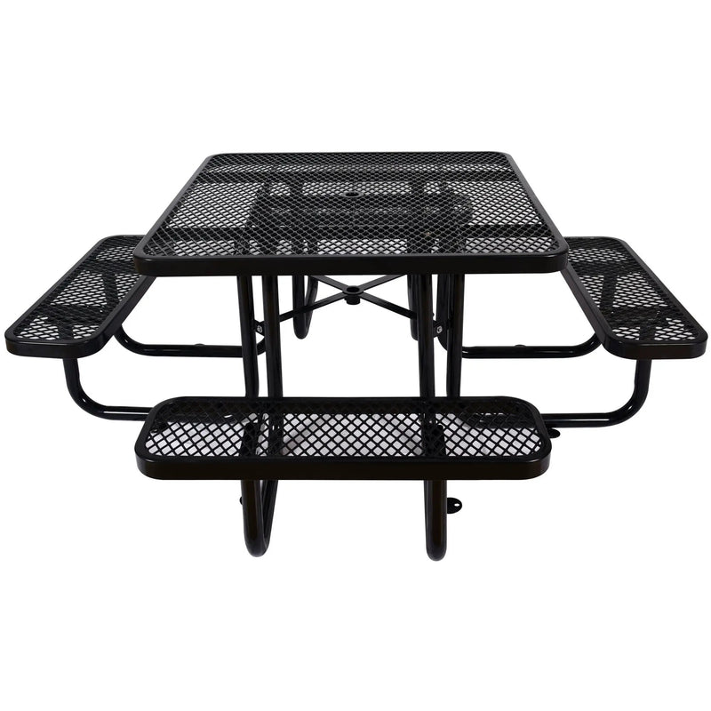 Square Outdoor Steel Picnic Table, With Umbrella Pole by Unique Piece Furniture