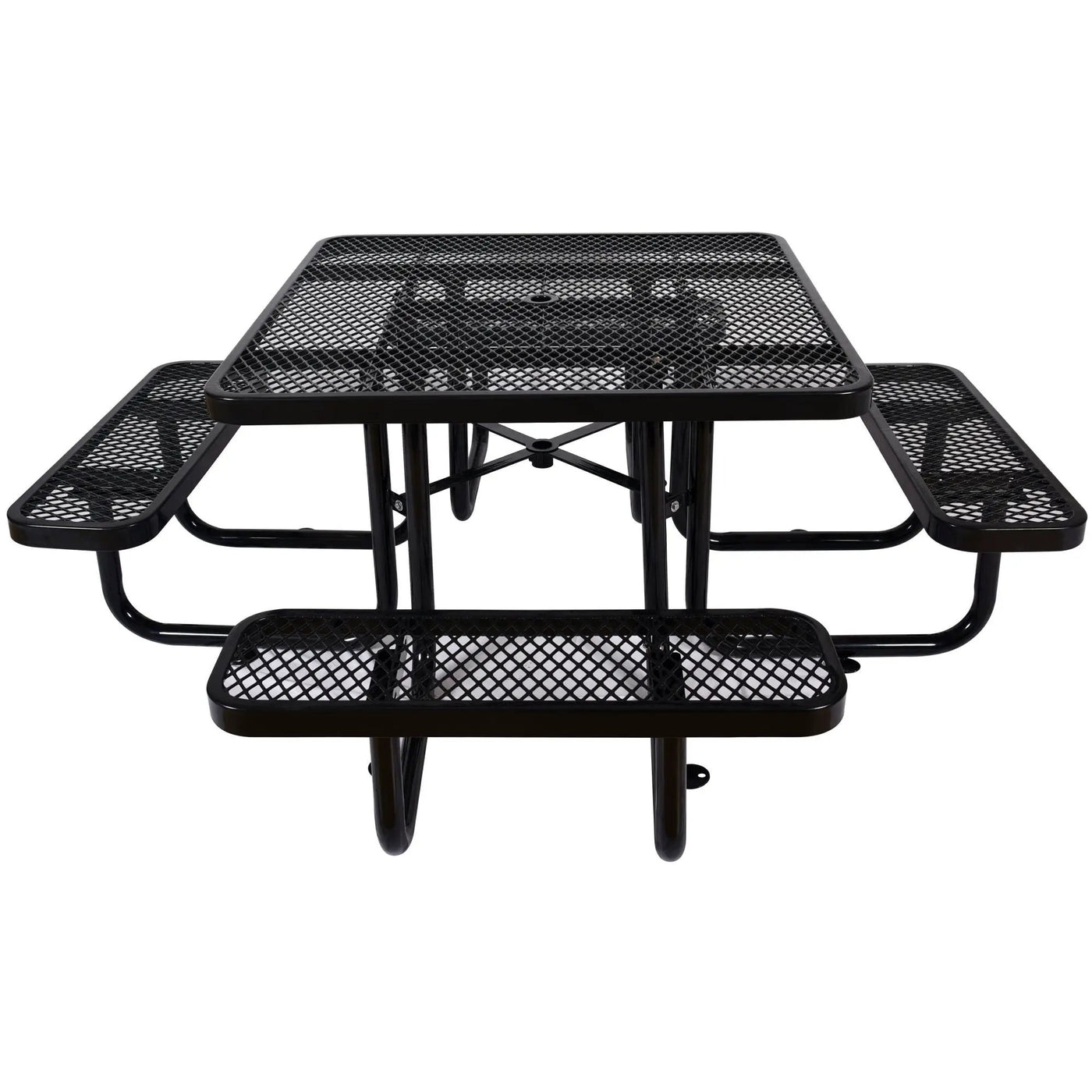 Square Outdoor Steel Picnic Table, With Umbrella Pole by HouseOfZazla