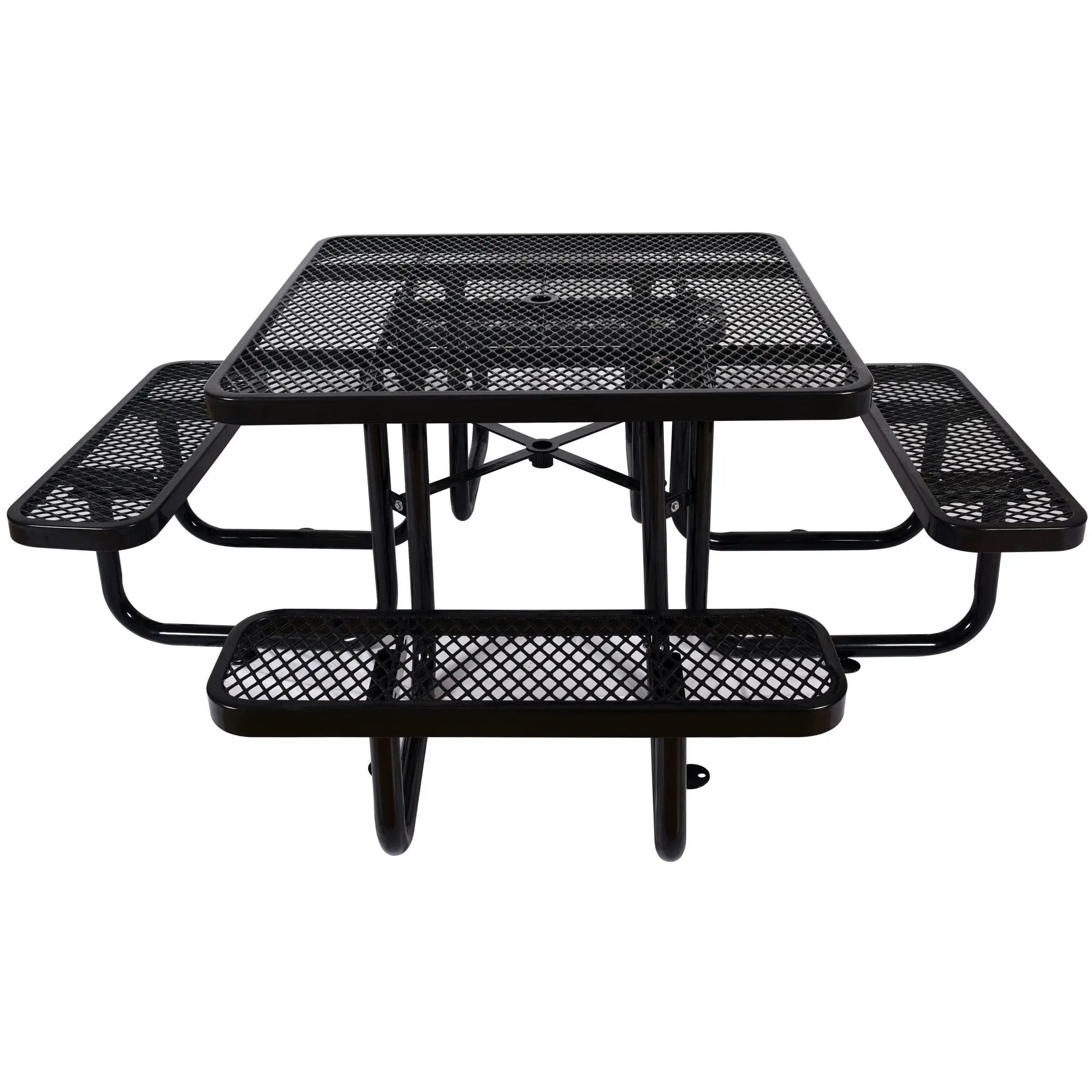 Square Outdoor Steel Picnic Table, With Umbrella Pole by HouseOfZazla