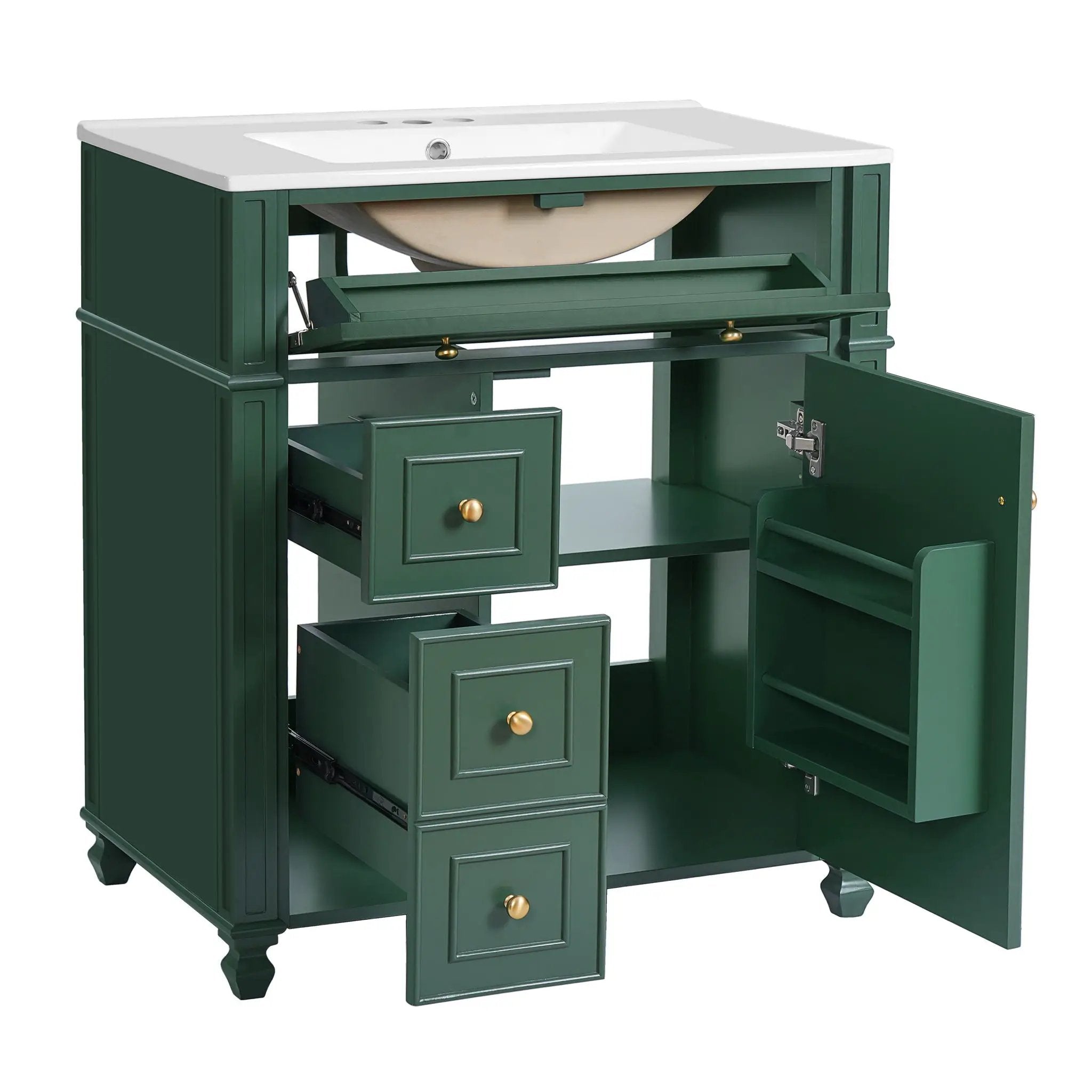 Bathroom Vanity Cabinet With Sink, Soft Close Doors With Door Organizer by Unique Piece Furniture