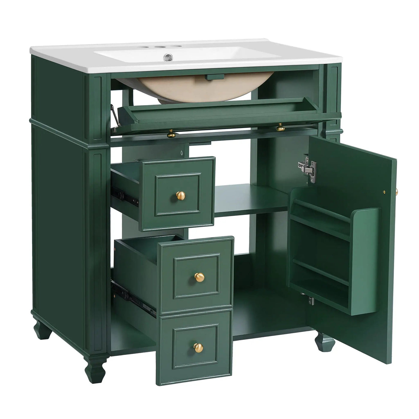 Bathroom Vanity Cabinet With Sink, Soft Close Doors With Door Organizer by HouseOfZazla