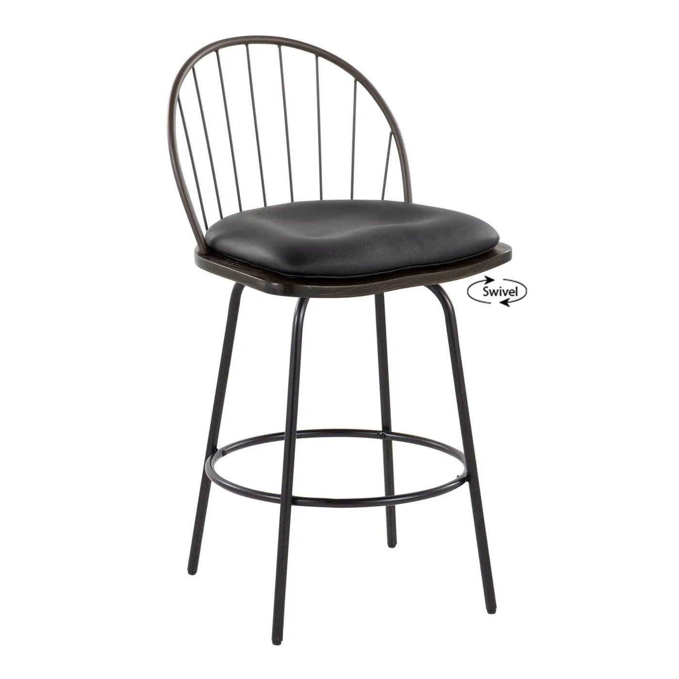 Riley - Claire Farmhouse Fixed Height Counter Stool With Swivel With Round Footrest (Set of 2) by HouseOfZazla
