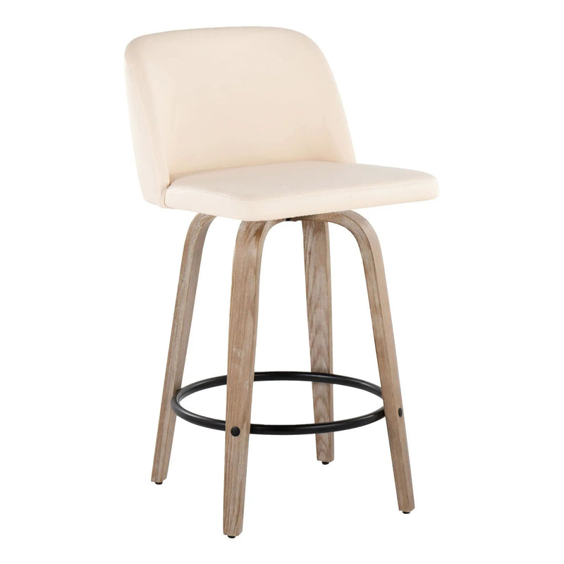 Toriano - Contemporary Fixed-Height Counter Stool & Swivel With Round Footrest (Set of 2) by Unique Piece Furniture