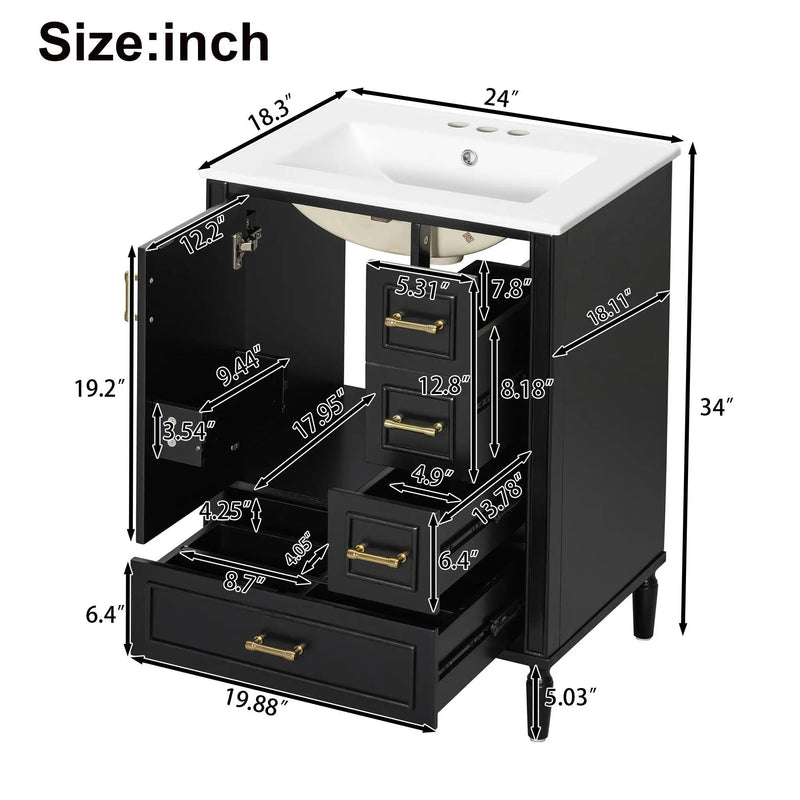 Traditional Bathroom Vanity Set With Soft Close Doors