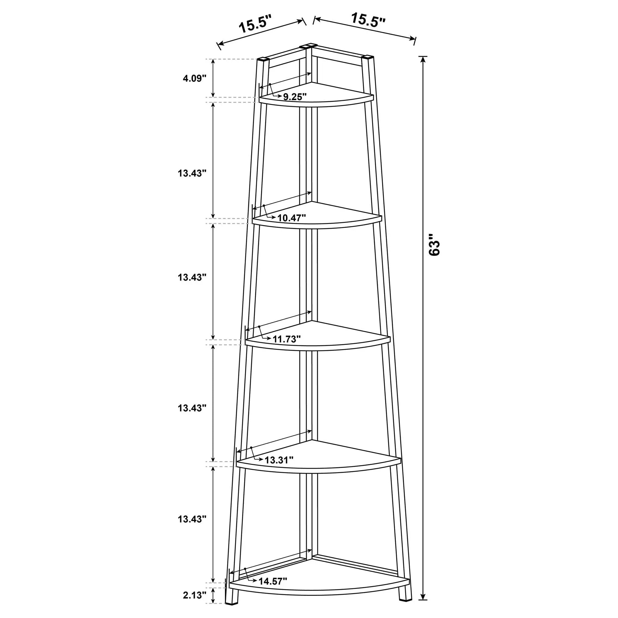 5 Tier Corner Bookcase - Brown by HouseOfZazla