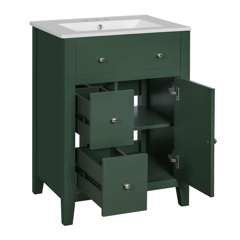 Bathroom Vanity With Basin, Rectangular Cabinet With 2 Drawers And Soft Closing Door by HouseOfZazla