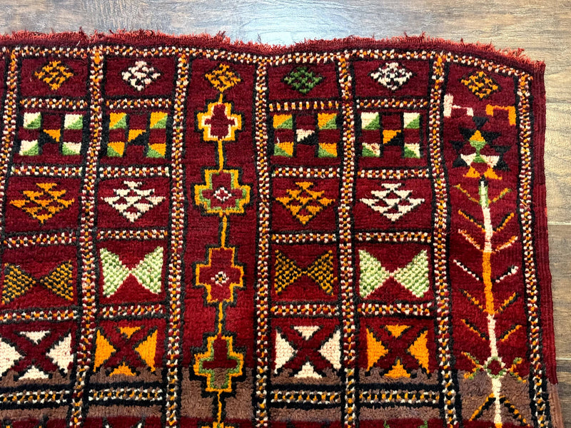Moroccan Berber Tribal Rug 3x5, Geometric Area Rug, Red Orange Brown by Jewel Rugs