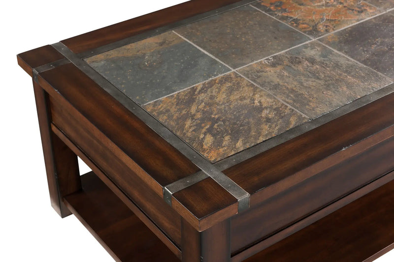 Roanoke - Rectangular Lift Top Cocktail Table (With Casters) - Cherry And Slate by Unique Piece Furniture