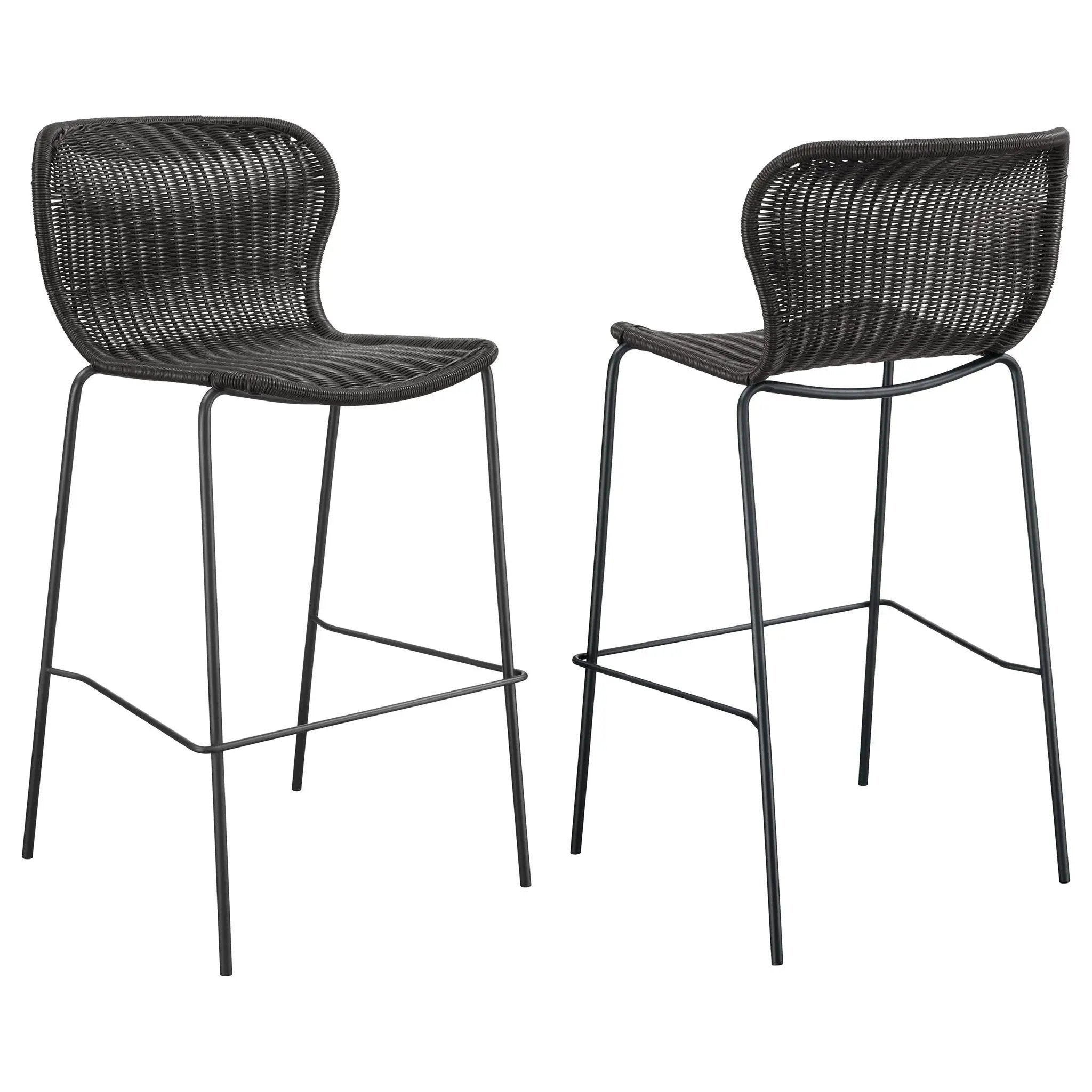 Mckinley Faux Rattan Metal Bar Chair Brown (Set of 2) by Unique Piece Furniture