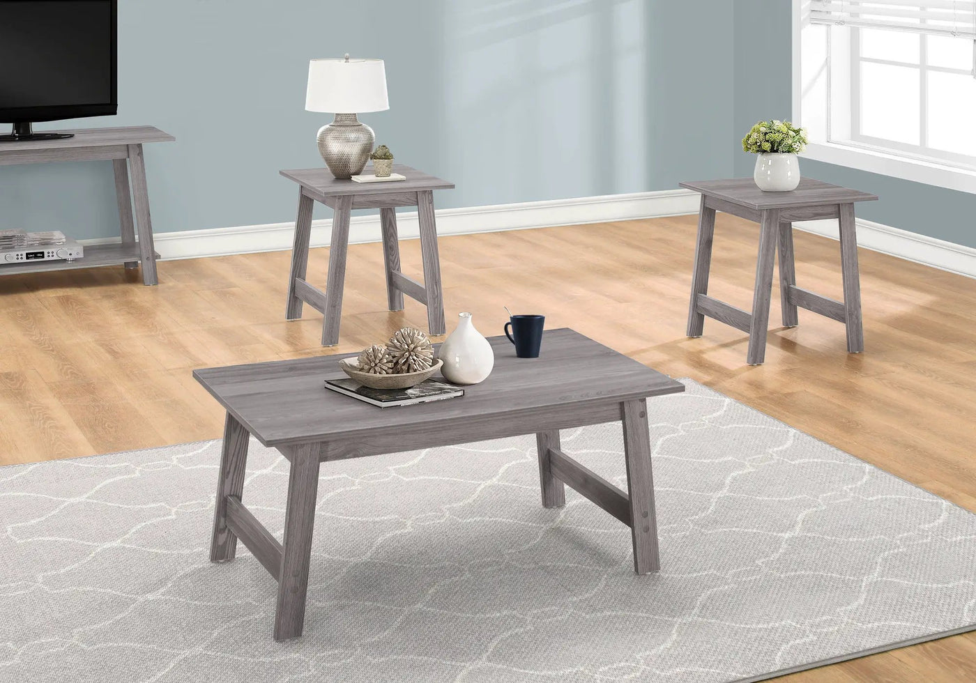 Table Set, Coffee, End, Side, Accent, Living Room Transitional (Set of 3) by HouseOfZazla