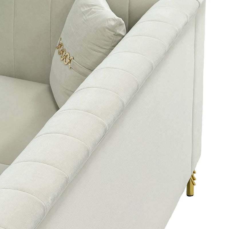 FX-P82B-BE (834-3 Sofa) Velvet 3-Seater Sofa by HouseOfZazla