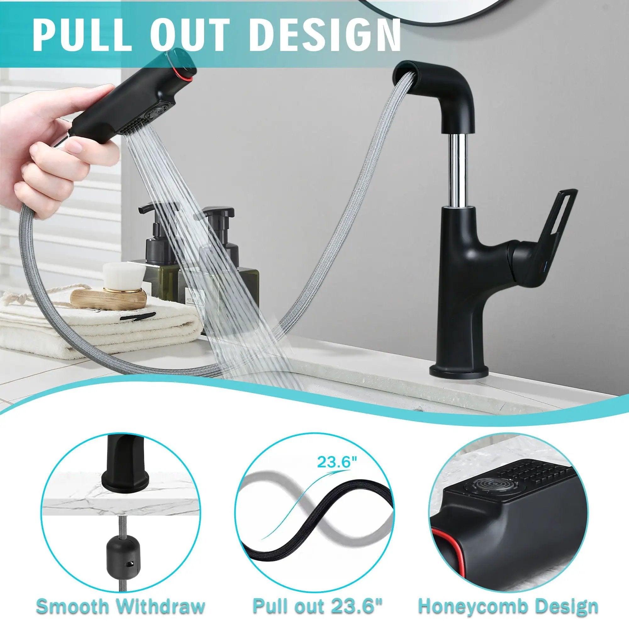Pull Down Vessel Faucet With Lift Spout & Dual Spray Modes by HouseOfZazla