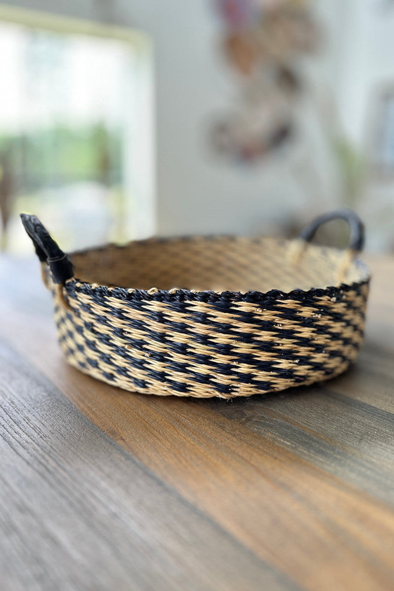 Handled Tray - Natural and Black Checkered, photo 2 of 3