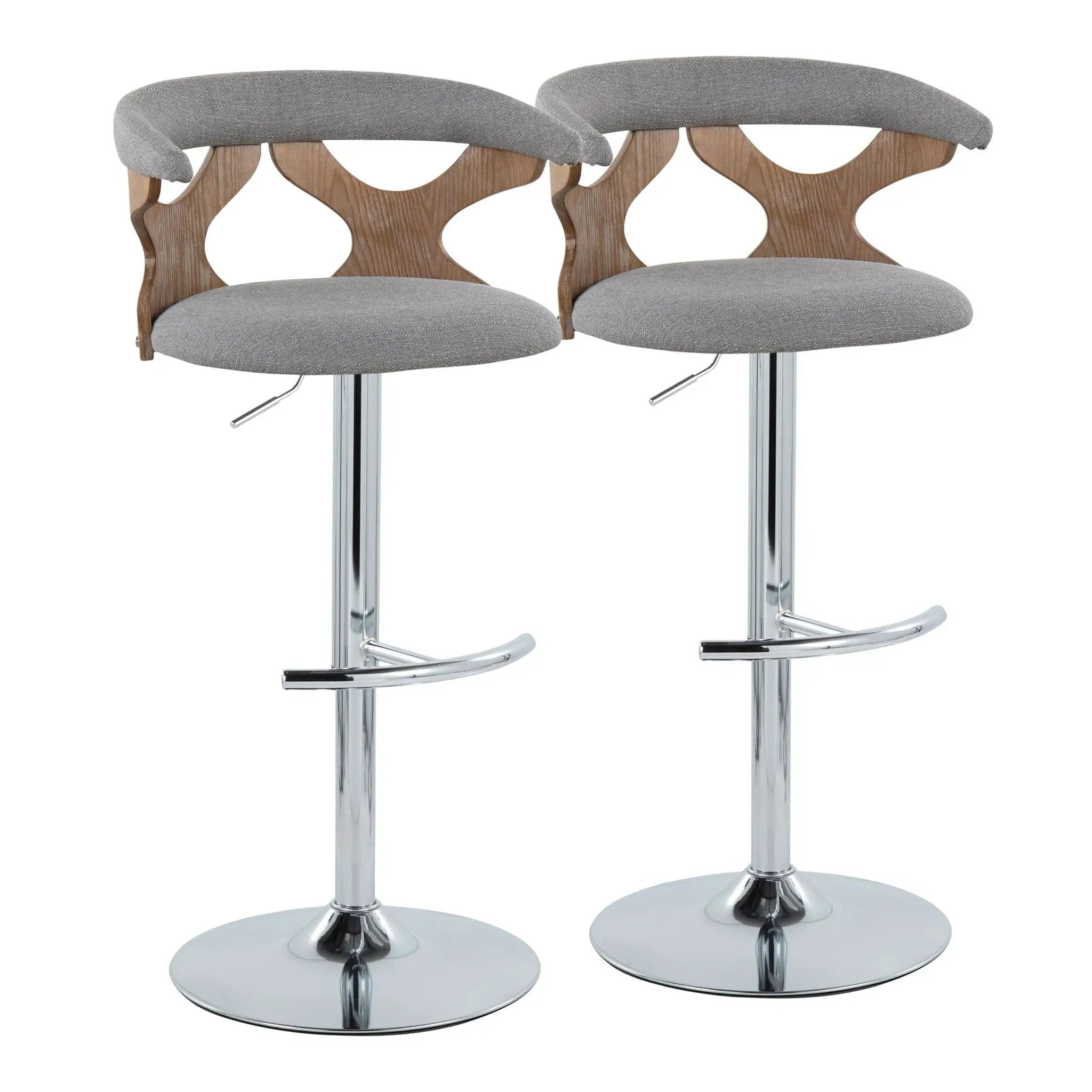 Gardenia - Contemporary Adjustable Barstool With Swivel / Rounded T Footrest (Set of 2) by HouseOfZazla