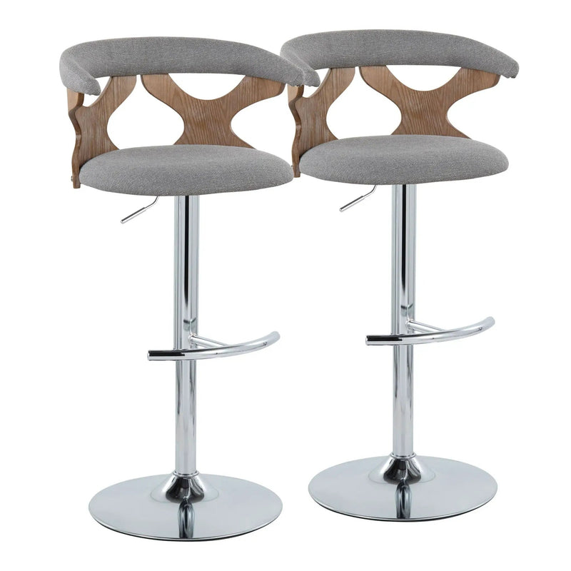 Gardenia - Contemporary Adjustable Barstool With Swivel / Rounded T Footrest (Set of 2) by HouseOfZazla