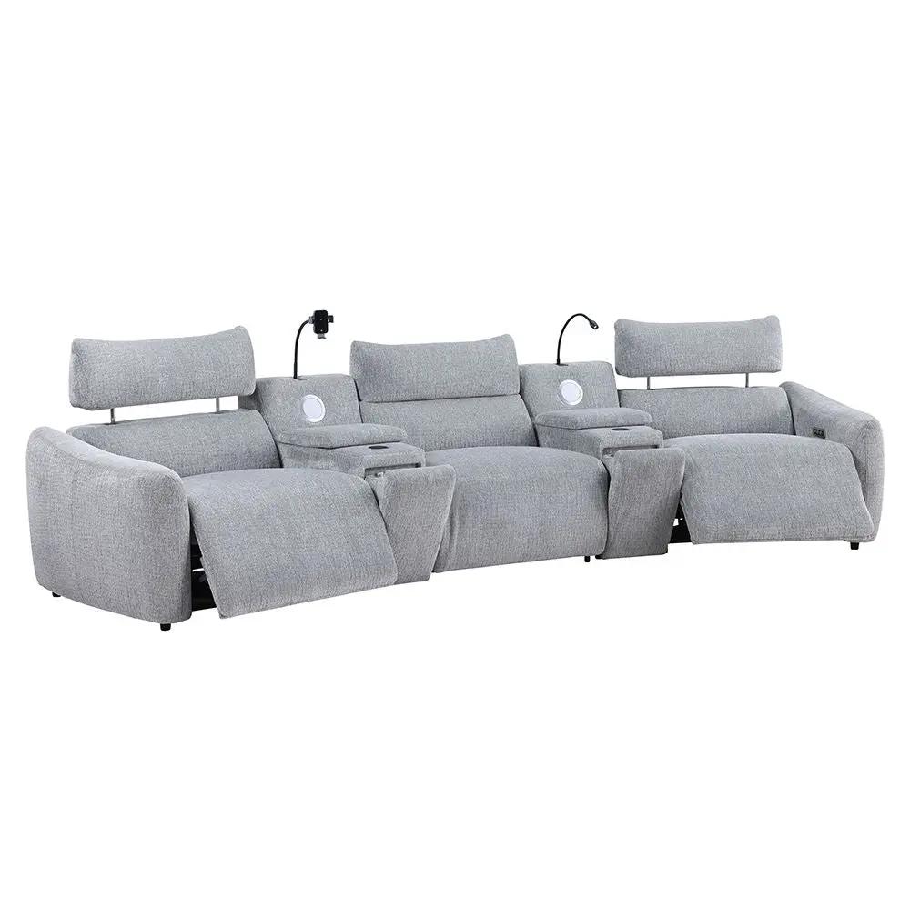 Fullar - RAF Modular Power Motion Recliner - Light Gary Chenille by Unique Piece Furniture