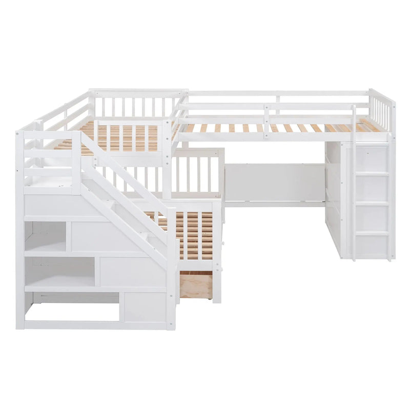 L Shaped Bunk Bed With 3 Drawers, Portable Desk And Wardrobe by HouseOfZazla