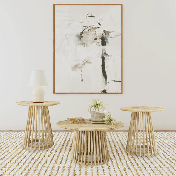 Touhy 3-piece Round Coffee and End Table Set Natural Mango