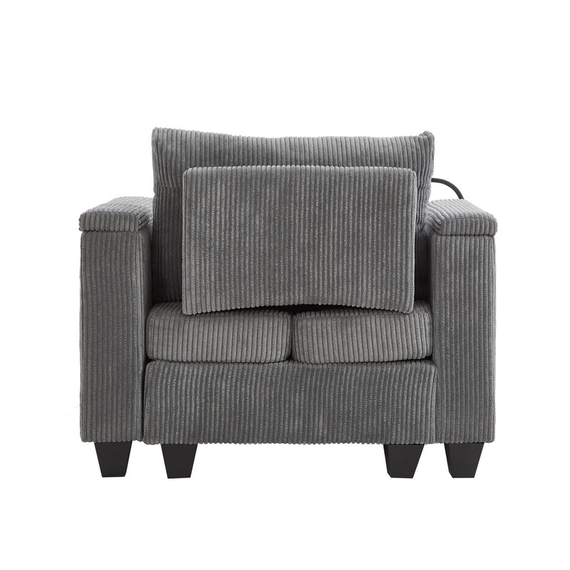 Convertible Chaise Lounge Sofa Chair With USB Ports, Cup Holders, Phone Holder And Storage by HouseOfZazla