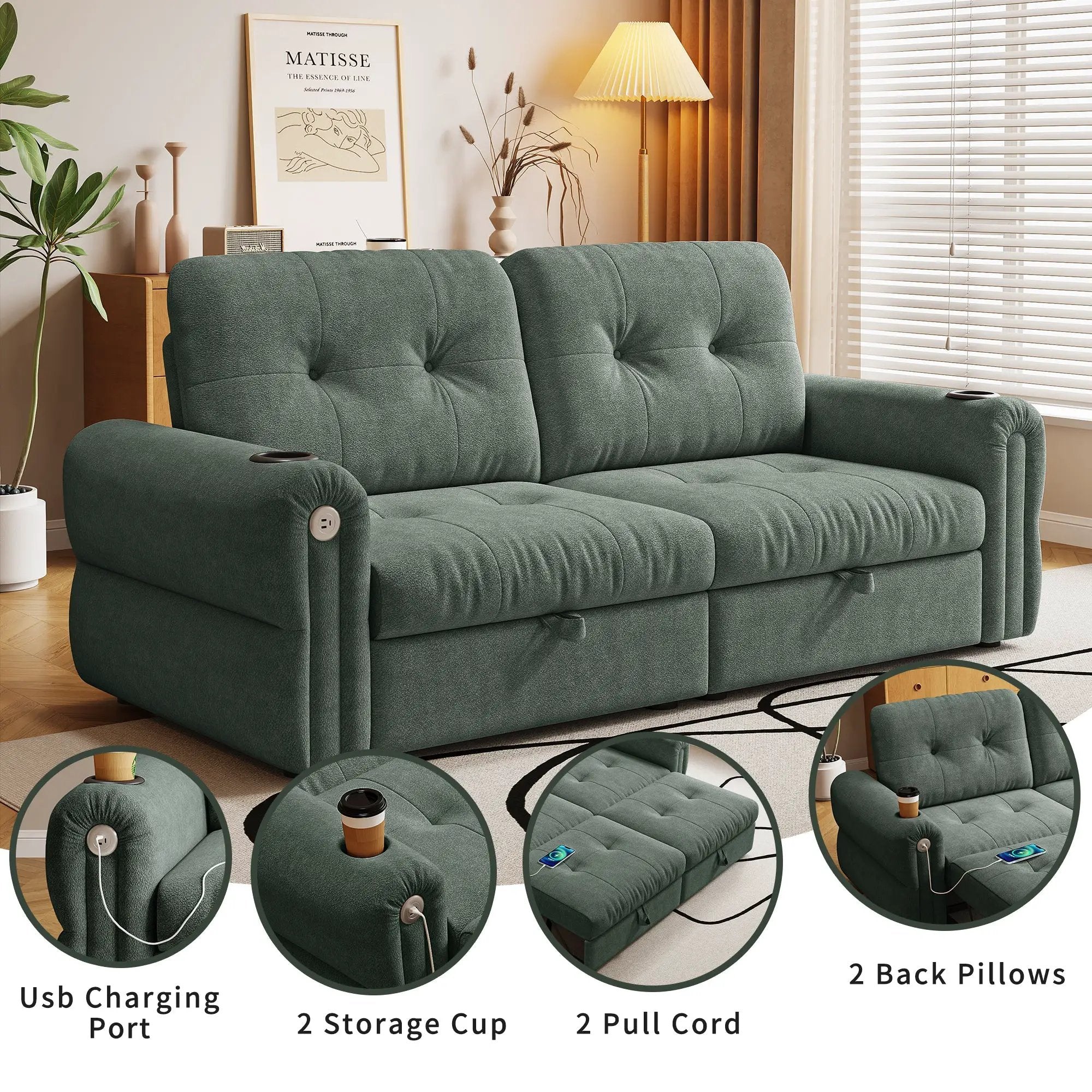 Chenille Convertible Sofa Bed by HouseOfZazla