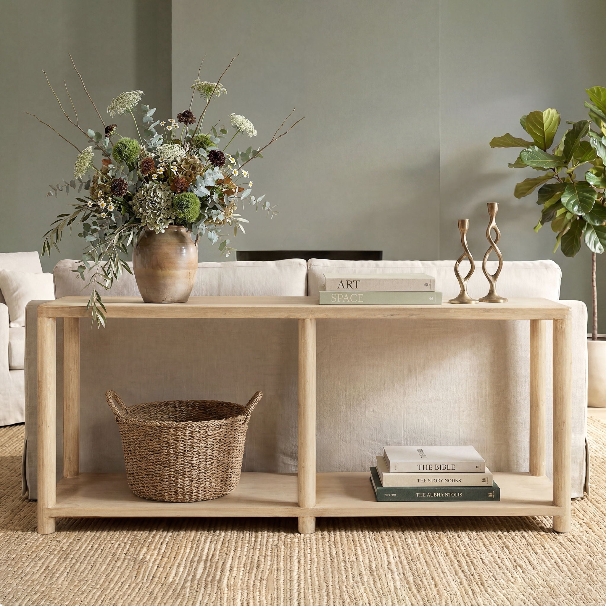 Milo - Console Table With Lower Shelf - Natural by HouseOfZazla