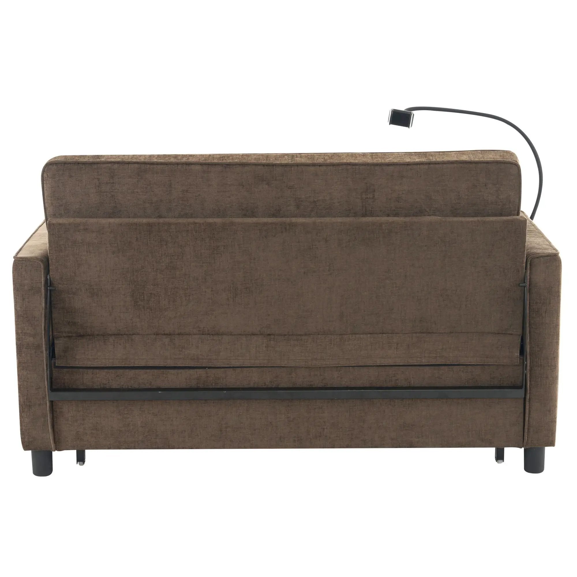 Pull-Out Sleeper Sofa With Reversible Backrest Cushion, Side Pockets, 2 USB Ports And A Phone Holder For Living Room by HouseOfZazla