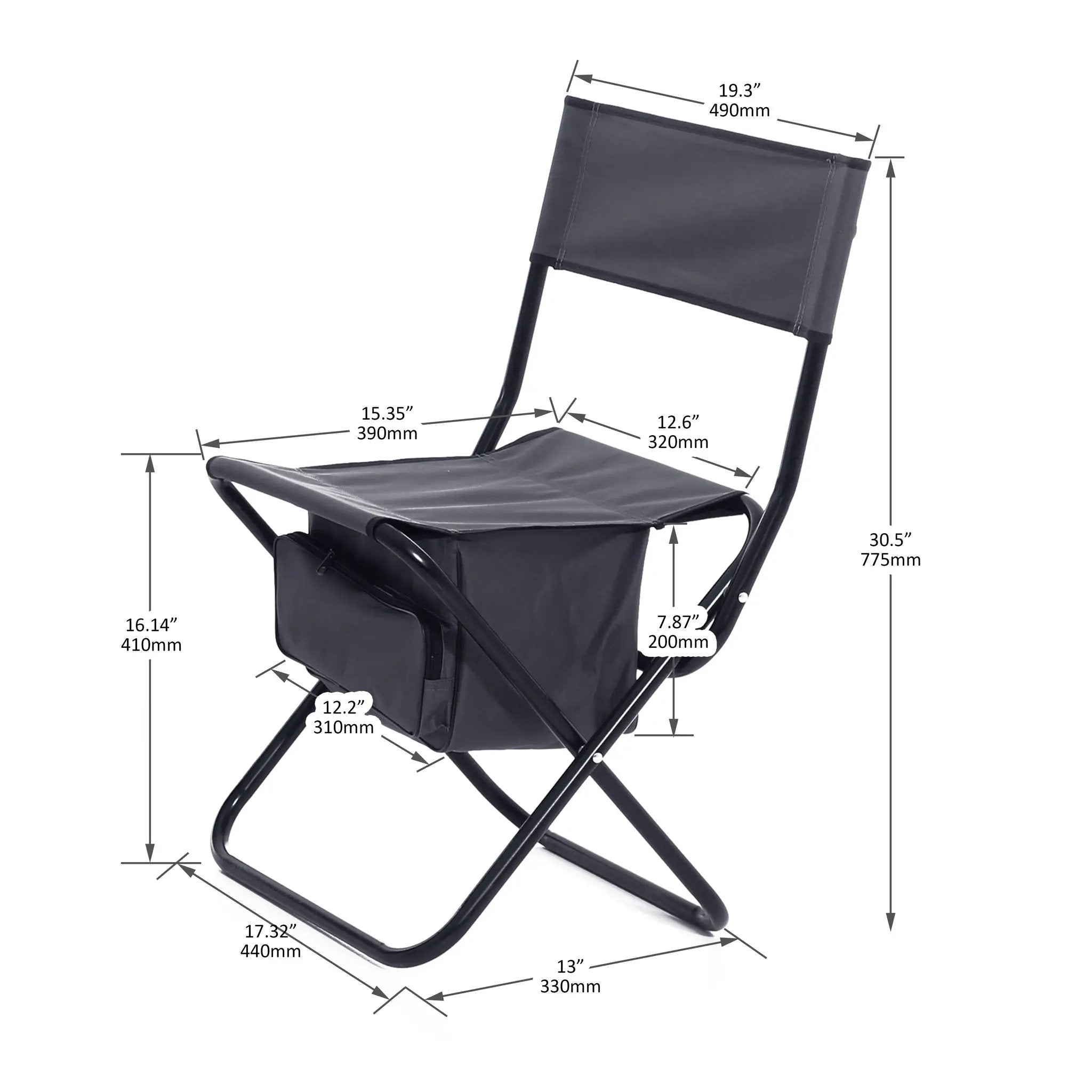 Folding Outdoor Chairs With Storage Bag, Portable Chair For Indoor, Outdoor Camping, Picnics And Fishing by HouseOfZazla