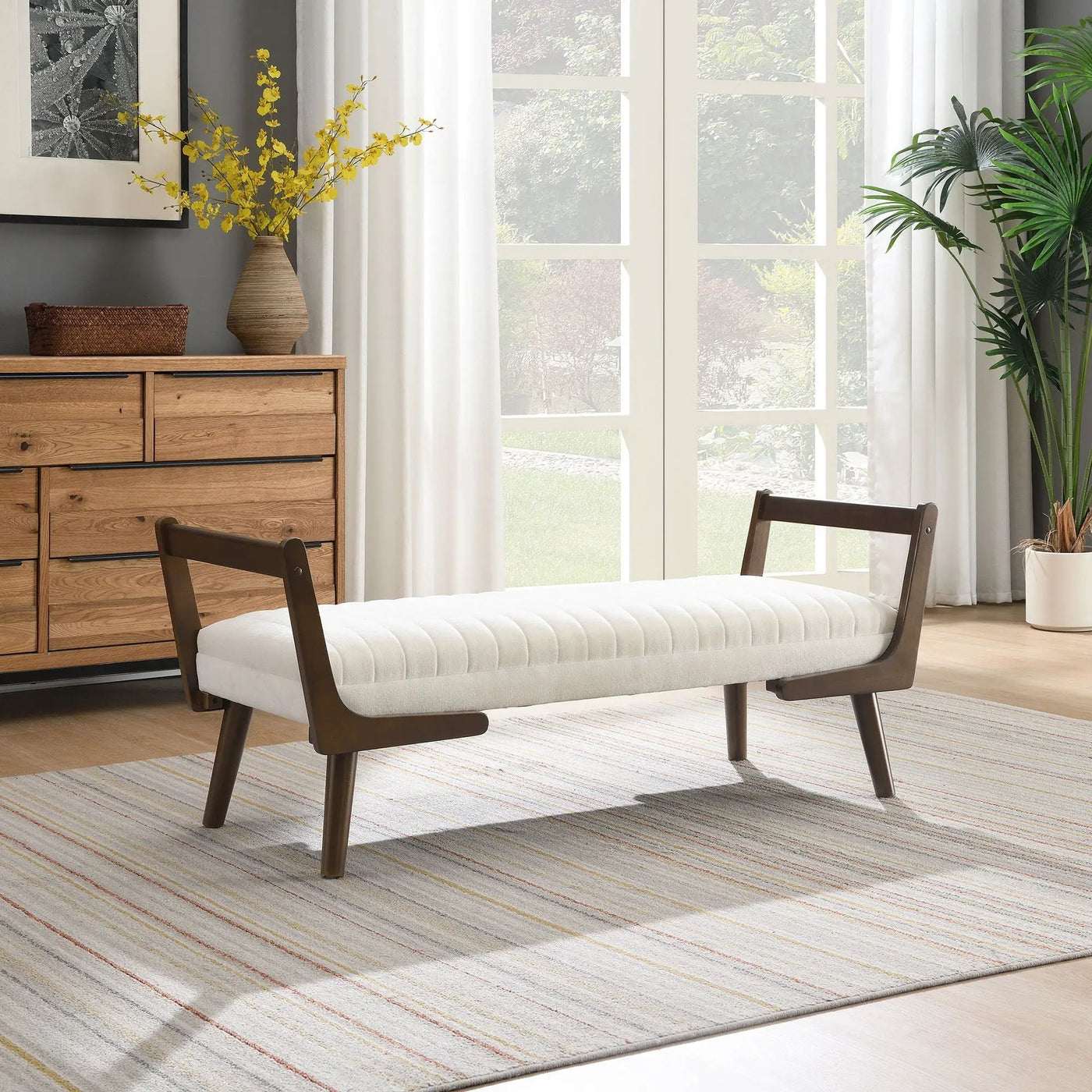 Mid-Century Bench With Wood Legs by HouseOfZazla