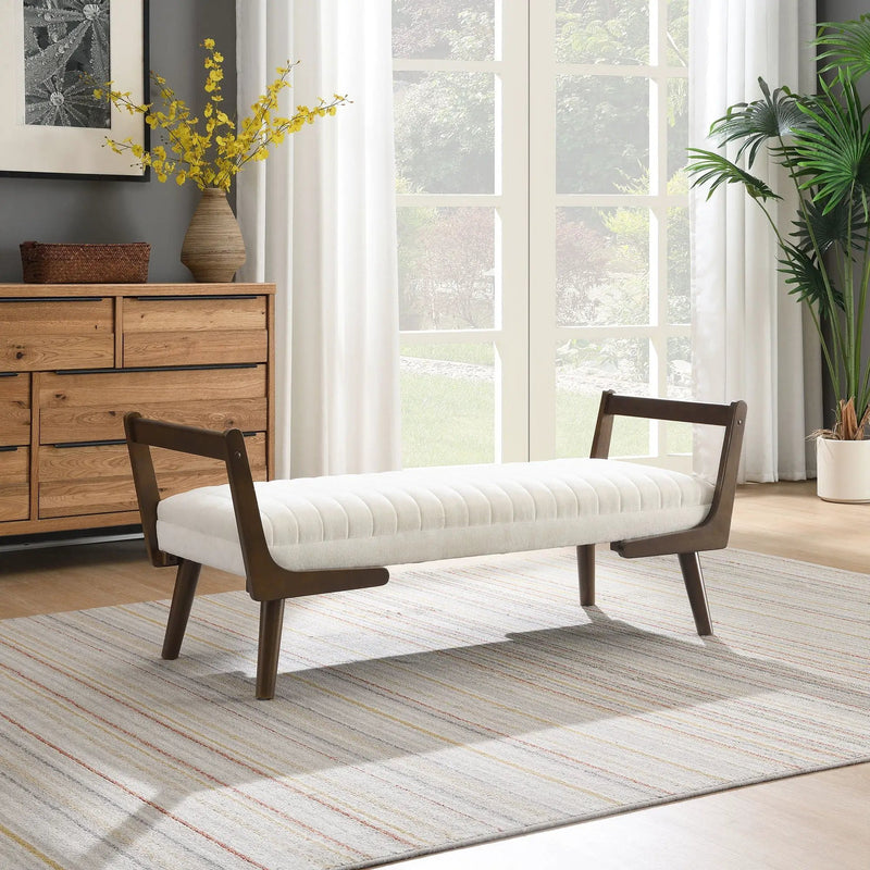 Mid-Century Bench With Wood Legs by HouseOfZazla