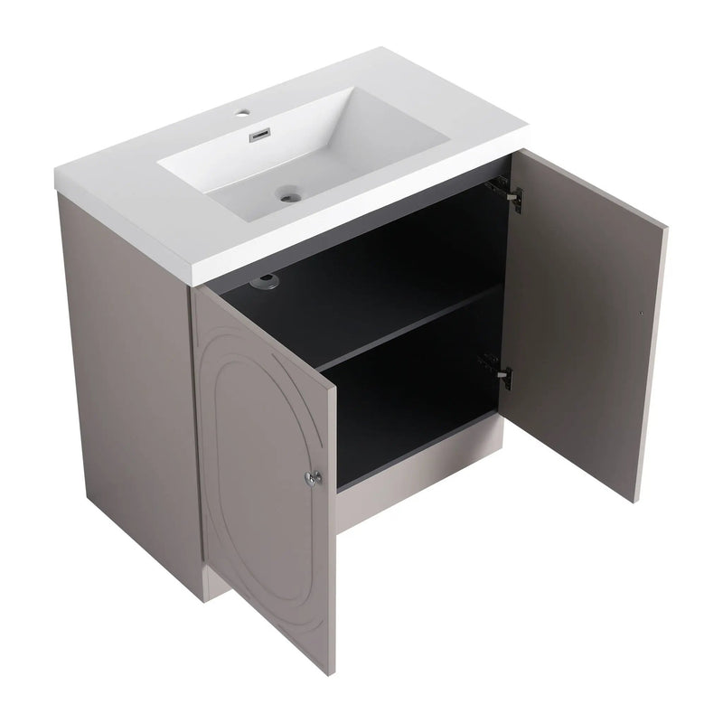 Contemporary Freestanding Bathroom Vanity With Resin Sink & Soft-Close Cabinet Doors by HouseOfZazla