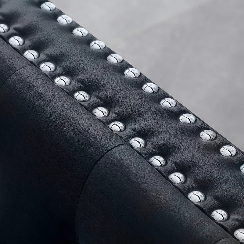 Wide Sofa With Jeweled Buttons Square Arm, 2 Pillows by Unique Piece Furniture