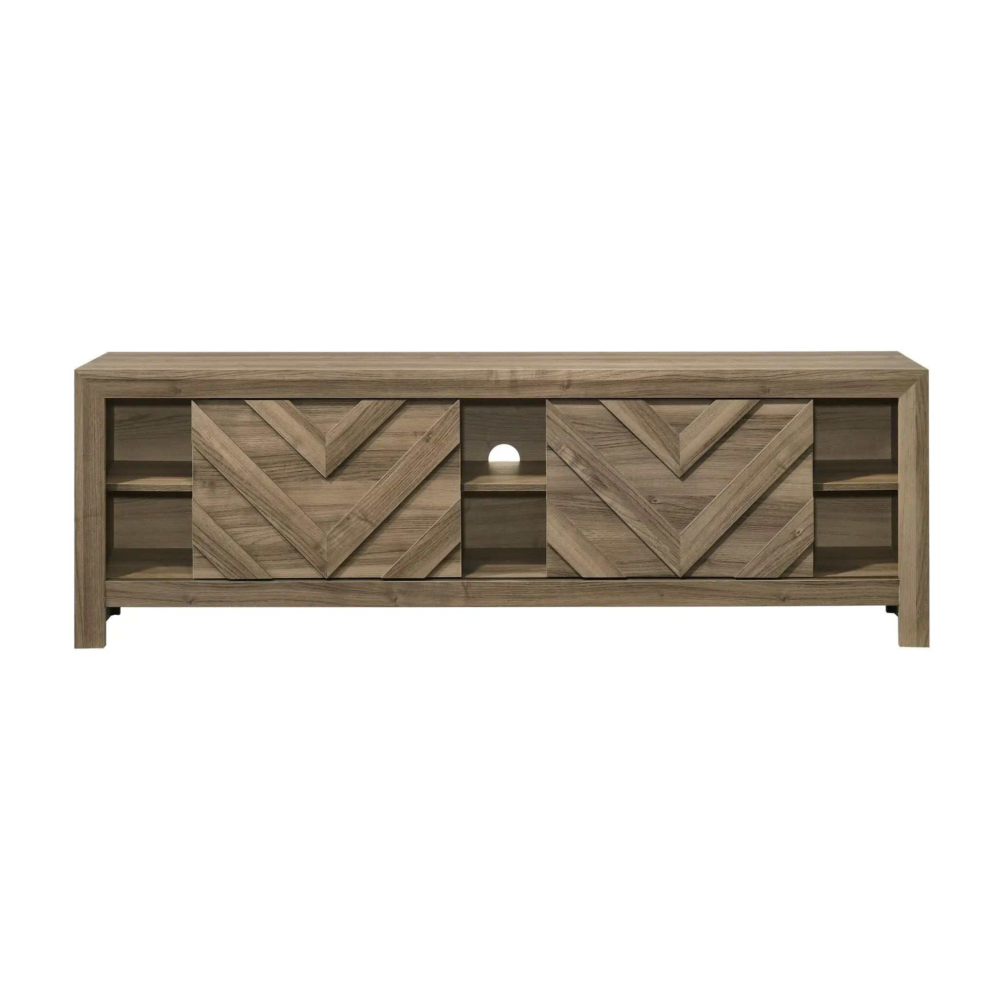 Chevron Patterned Living Room TV Stand - Light Brown by Unique Piece Furniture