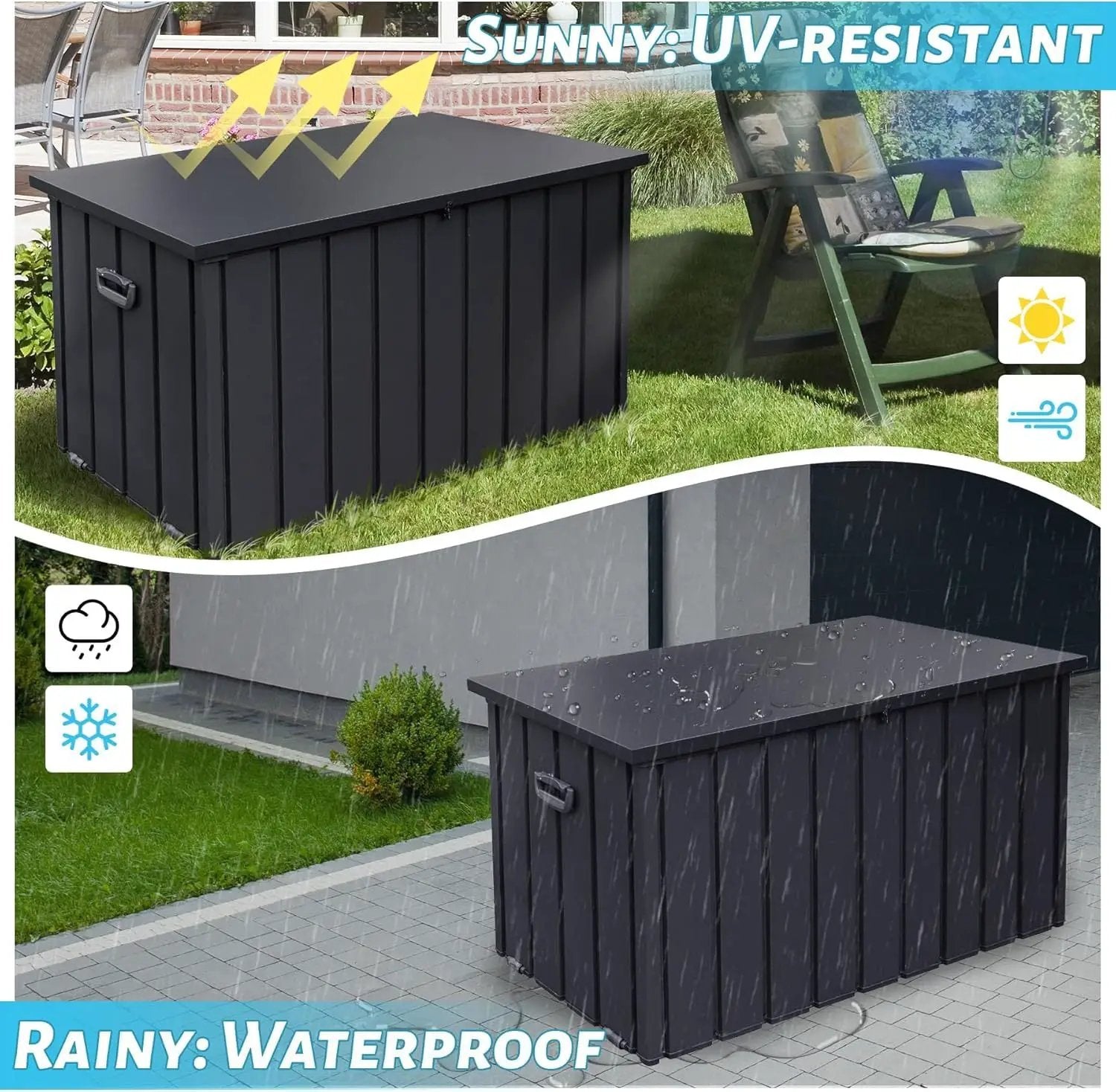 190 Gallon Metal Deck Box, Waterproof Steel Outdoor Storage Bench by HouseOfZazla