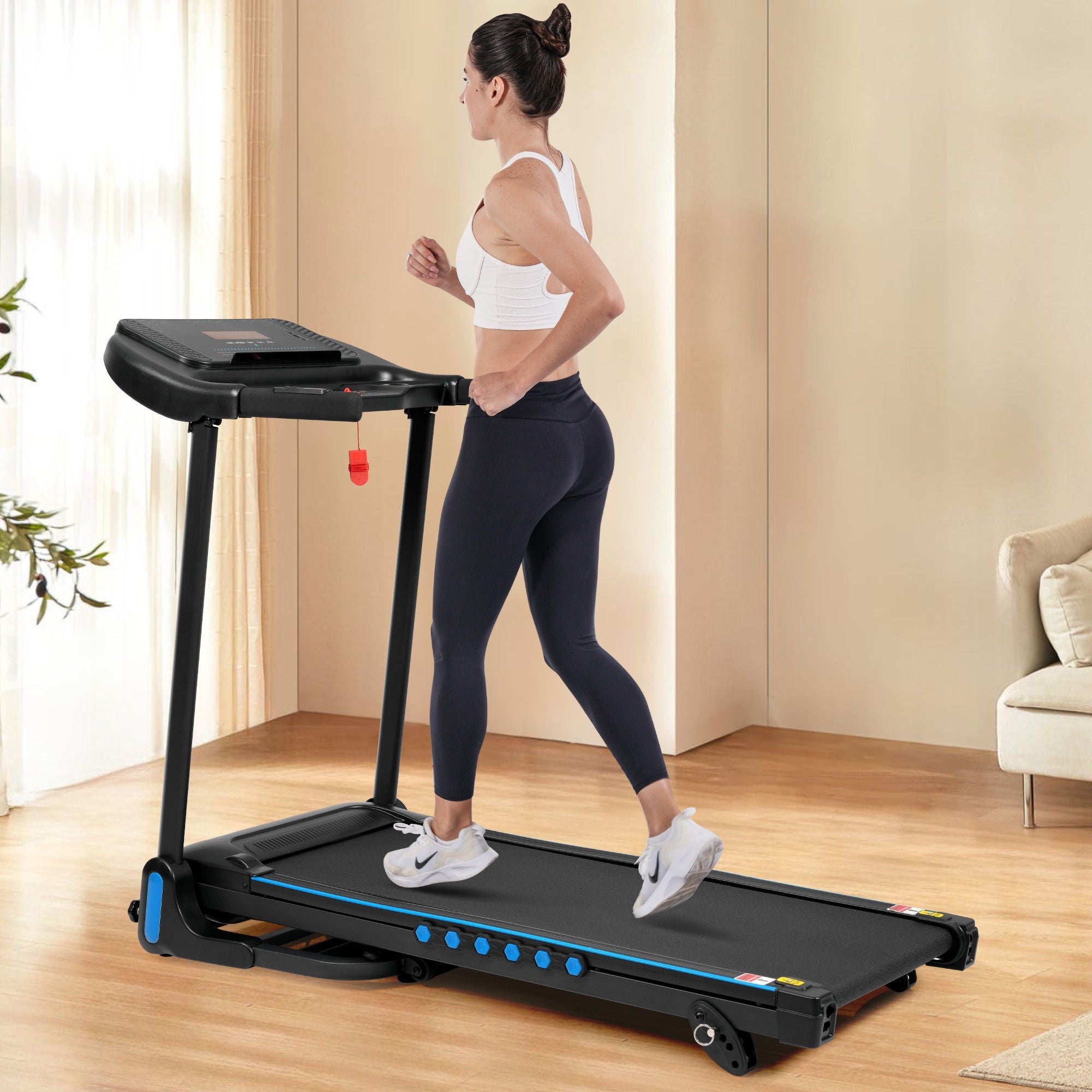 Incline Treadmill For Running & Walking, Hydraulic System Auto Folding With Type C & USB Charge For Android, 10Mph, Bluetooth Speaker - Black by HouseOfZazla