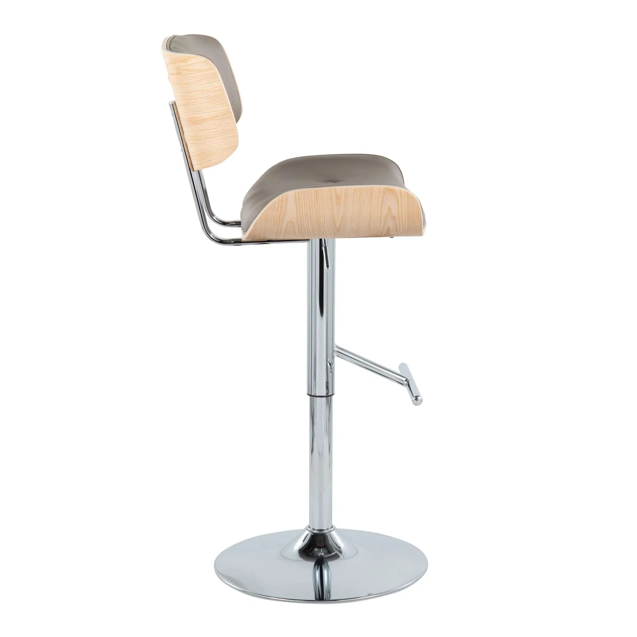 Lombardi - Contemporary Adjustable Barstool With Swivel With Straight T Footrest (Set of 2) by Unique Piece Furniture