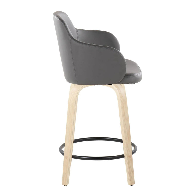 Boyne - Contemporary Fixed Height Counter Stool With Swivel (Set of 2) Round Footrest by HouseOfZazla