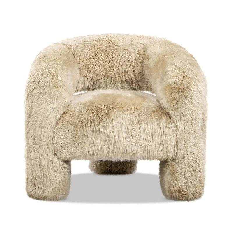 Avalon - Genuine Sheepskin Fur Split Barrel Back Accent Chair - Natural Blonde by Unique Piece Furniture