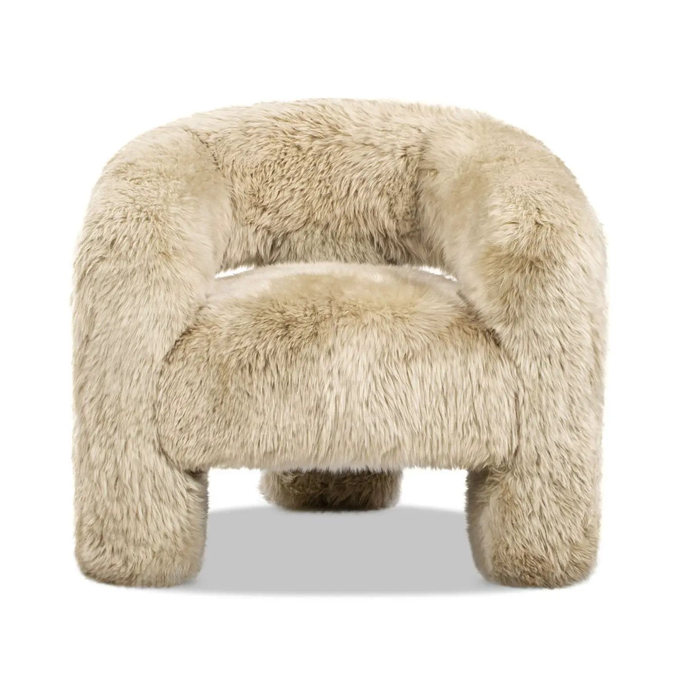 Avalon - Genuine Sheepskin Fur Split Barrel Back Accent Chair - Natural Blonde by HouseOfZazla