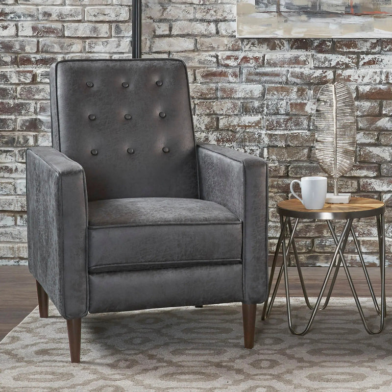 Macedonia - Button Tufted Fabric Recliner - Slate by Unique Piece Furniture